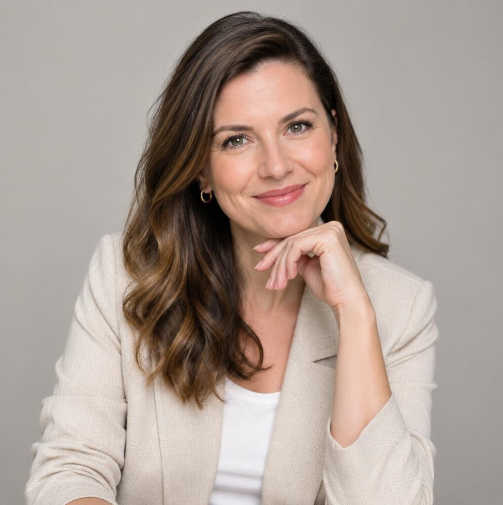 Studio portrait of a woman, channel strategist